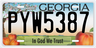 GA license plate PYW5387