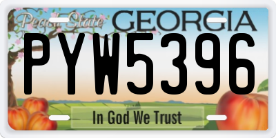 GA license plate PYW5396
