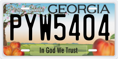 GA license plate PYW5404