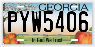 GA license plate PYW5406