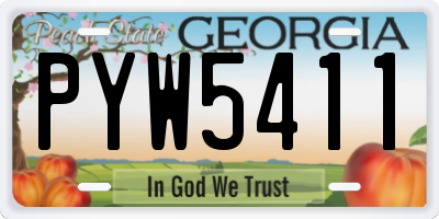 GA license plate PYW5411