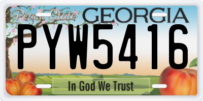 GA license plate PYW5416