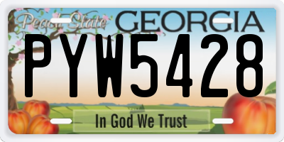 GA license plate PYW5428