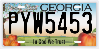 GA license plate PYW5453