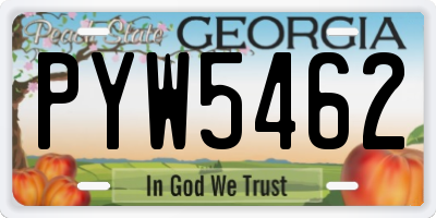 GA license plate PYW5462