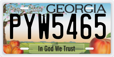 GA license plate PYW5465