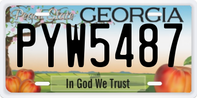 GA license plate PYW5487