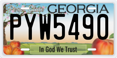 GA license plate PYW5490