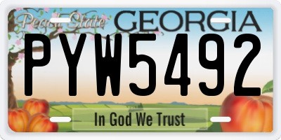 GA license plate PYW5492