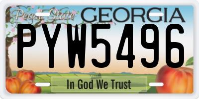 GA license plate PYW5496