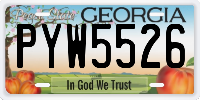 GA license plate PYW5526
