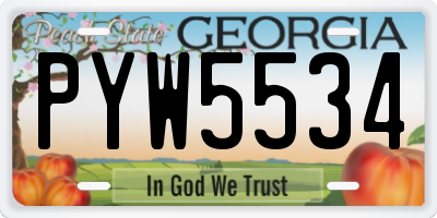 GA license plate PYW5534