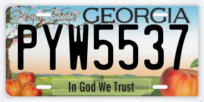 GA license plate PYW5537