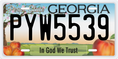GA license plate PYW5539