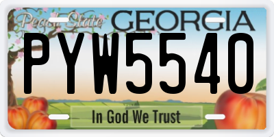 GA license plate PYW5540