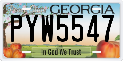 GA license plate PYW5547