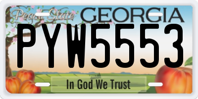 GA license plate PYW5553