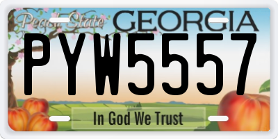 GA license plate PYW5557