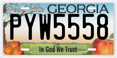 GA license plate PYW5558