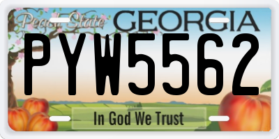GA license plate PYW5562