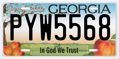 GA license plate PYW5568
