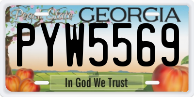 GA license plate PYW5569