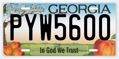 GA license plate PYW5600