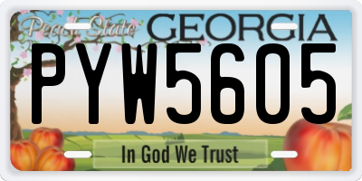 GA license plate PYW5605