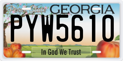 GA license plate PYW5610