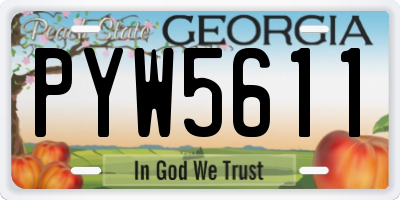 GA license plate PYW5611