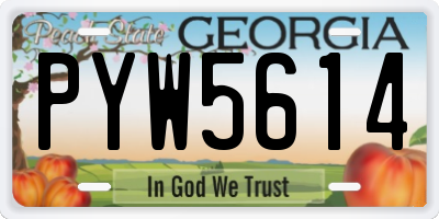 GA license plate PYW5614