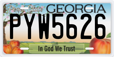 GA license plate PYW5626