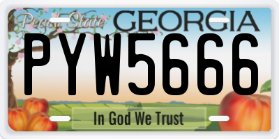 GA license plate PYW5666