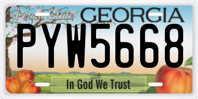 GA license plate PYW5668