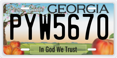 GA license plate PYW5670