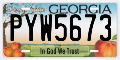 GA license plate PYW5673