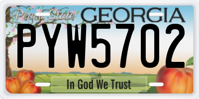 GA license plate PYW5702