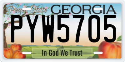 GA license plate PYW5705
