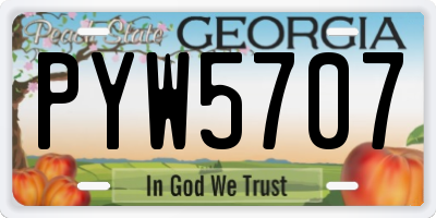 GA license plate PYW5707