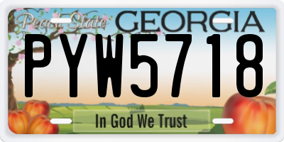 GA license plate PYW5718