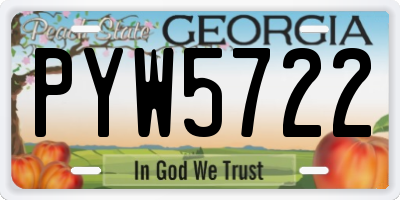 GA license plate PYW5722