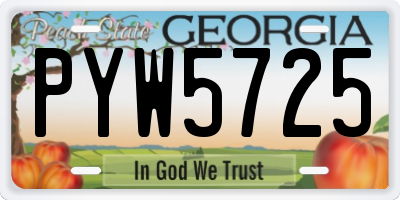 GA license plate PYW5725