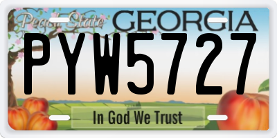 GA license plate PYW5727