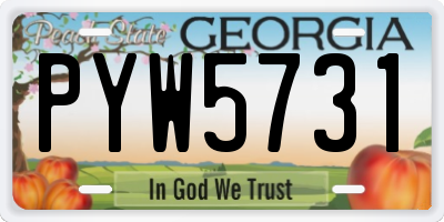 GA license plate PYW5731