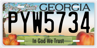 GA license plate PYW5734