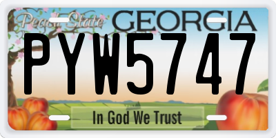 GA license plate PYW5747
