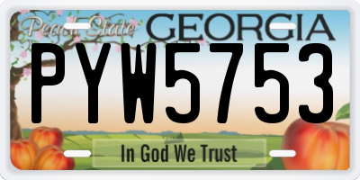 GA license plate PYW5753