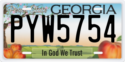 GA license plate PYW5754