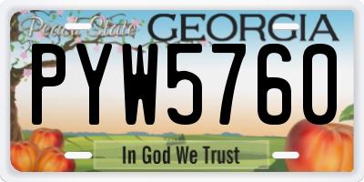 GA license plate PYW5760