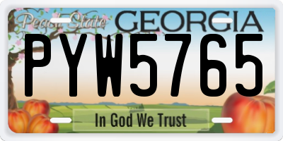 GA license plate PYW5765